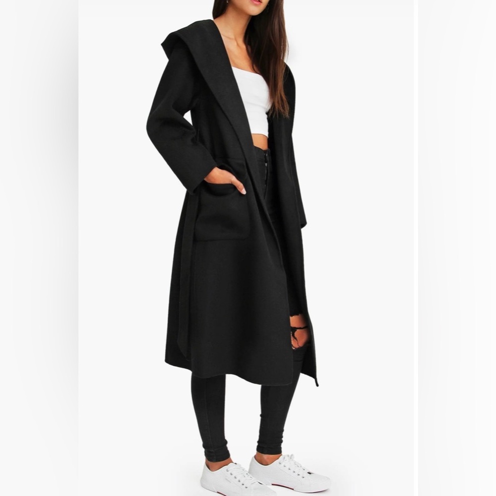NeW Bella & Bloom Runway Black Wool Blend Coat, XS